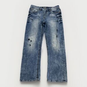 Salvage Jeans Mens Size 34R Buckle Anarchy Relaxed Straight Distressed Denim